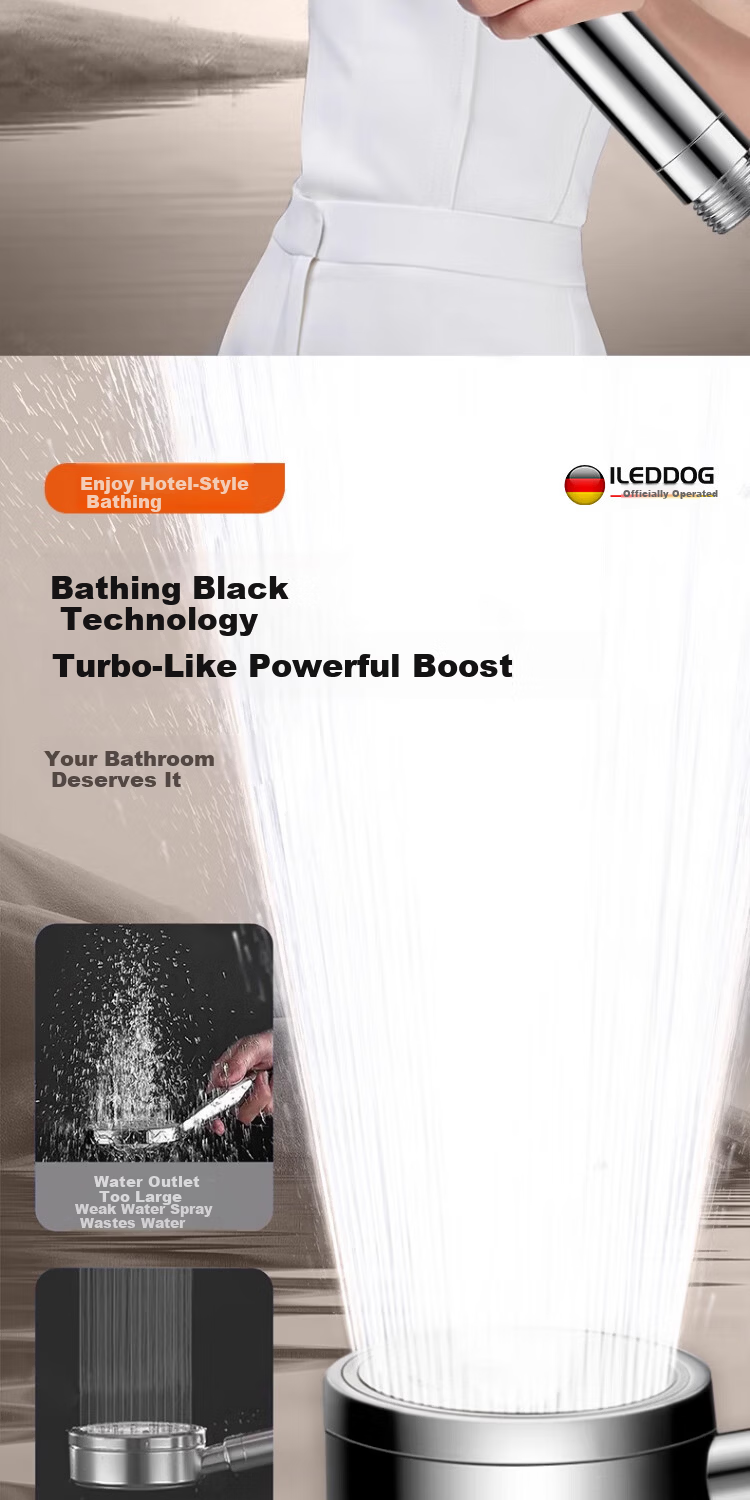 ILeddog 【Germany】304 Thickened Stainless Steel Pressurized Shower Head Universal Handheld Bathroom Single Nozzle 4