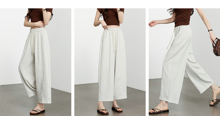 Demana [Comfort Zero Pressure Pants] Summer Korean Retro Polka Dot Straight Leg Elastic Waist Loose Slim Versatile Women's Casual Pants 5