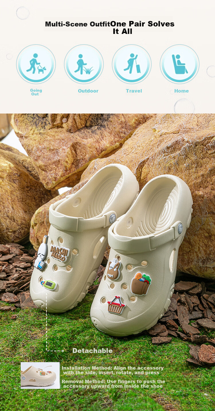 MashiMaro Unisex Couple Outdoor Slip-On Clogs Non-Slip Soft Sole Travel Beach Sandals 2