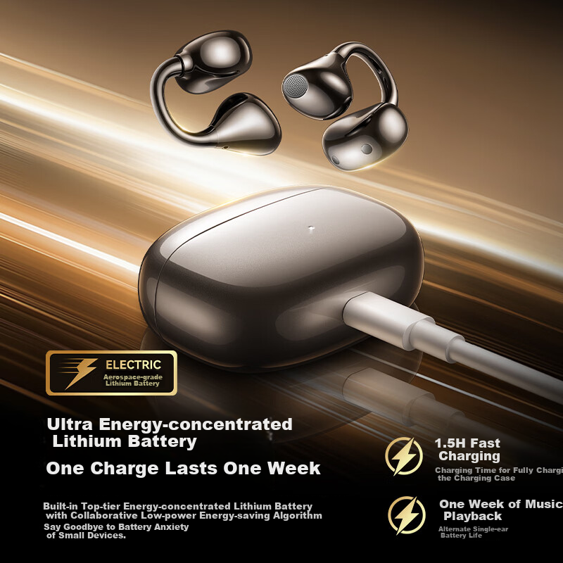 Nsve Nengzhi SE2 [2026 Latest Model | Harman Kardon Level] Bluetooth Clip-On Bone Conduction Open Wireless Non-In-Ear Sports Noise Cancelling Earphones for Apple