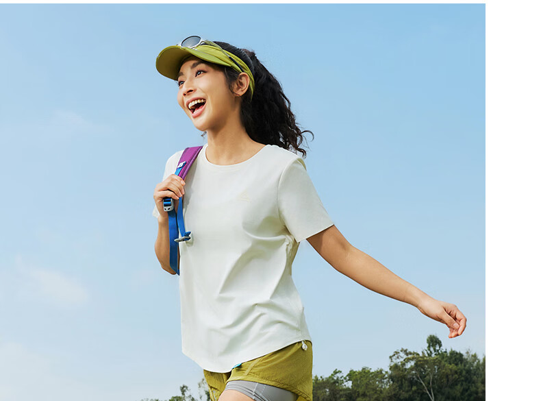 Peak Quick-Dry Short Sleeve Women's Summer Loose Breathable Sun Protection Waist-Cinching Casual T-Shirt Outdoor Sports Running Shirt DF662142 35