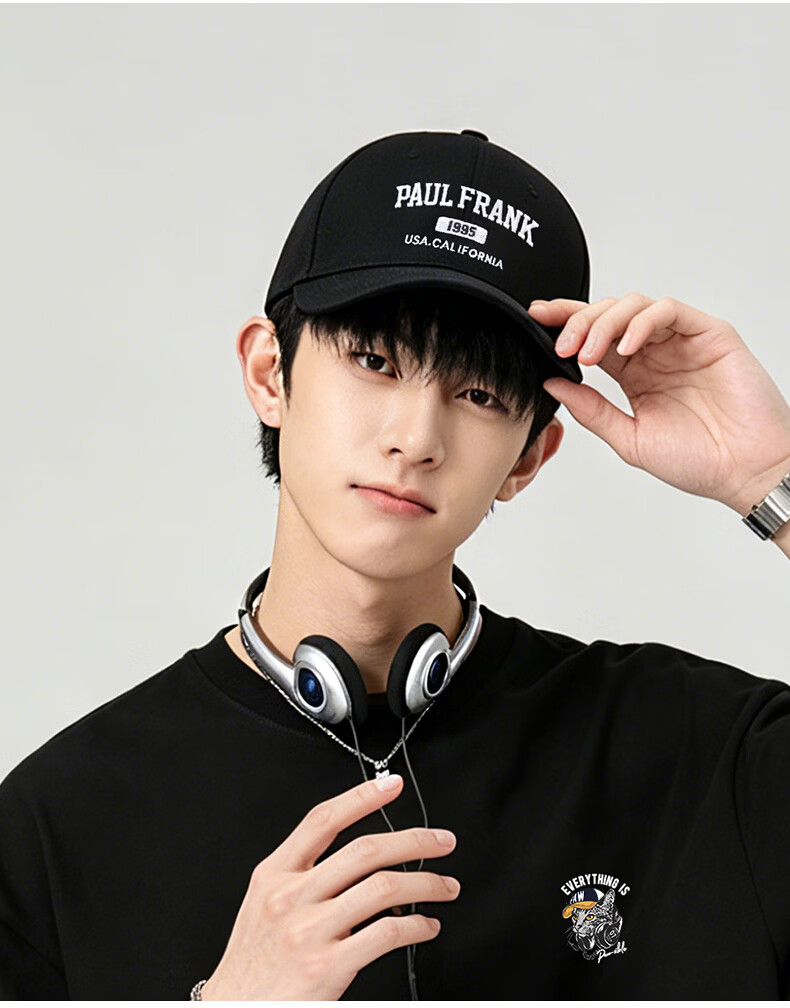 Paul Frank Men's Summer Sun Protection Baseball Cap Duckbill Hat Trendy Versatile Letter Embroidered Cotton Sunshade Hat 13