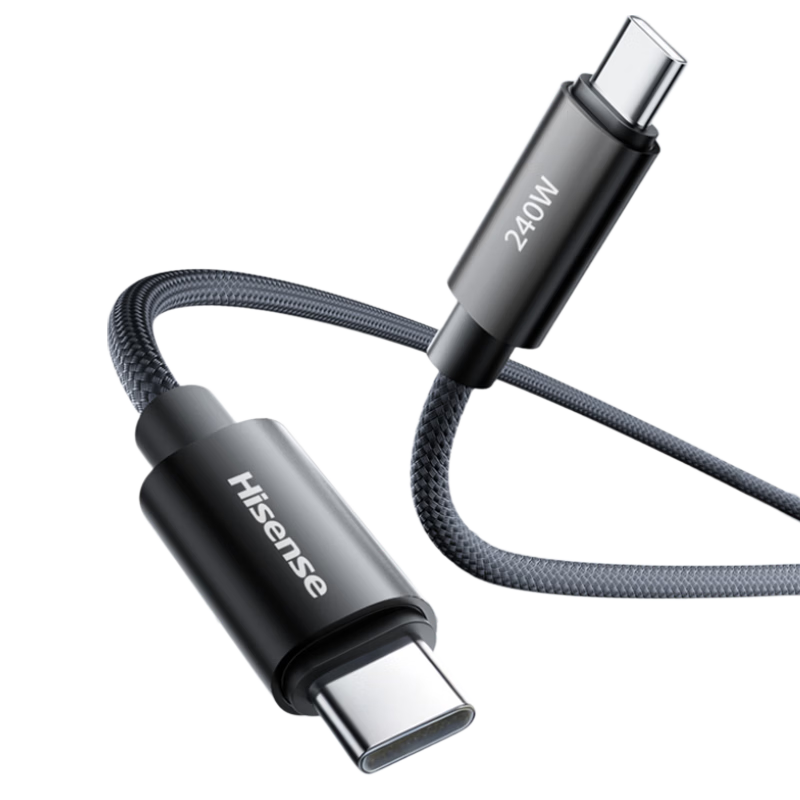 Hisense Type-C Dual-Head PD 240W Super Fast Charging Cable CTOC Compatible with Huawei Honor Xiaomi Apple 17/16/15 Charging Cable for Laptop Car White 2m