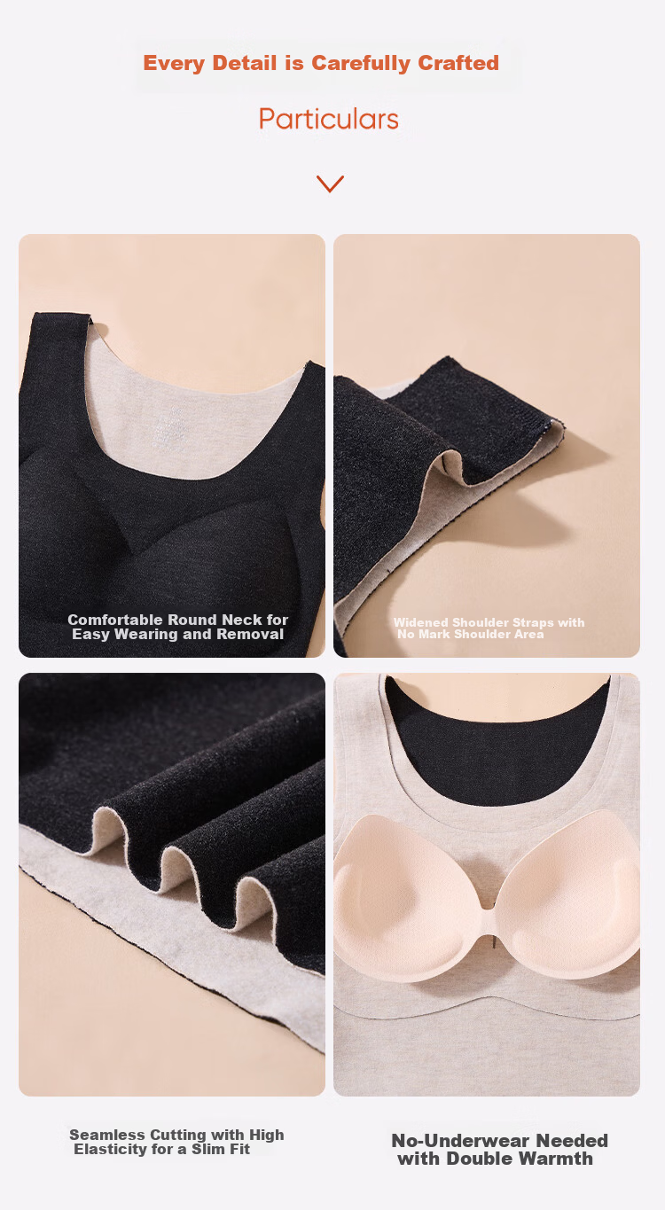 MiiOW New Thermal Velvet Chest Pad Women's Warm Vest with Cashmere and Silk Underwear Black L 18