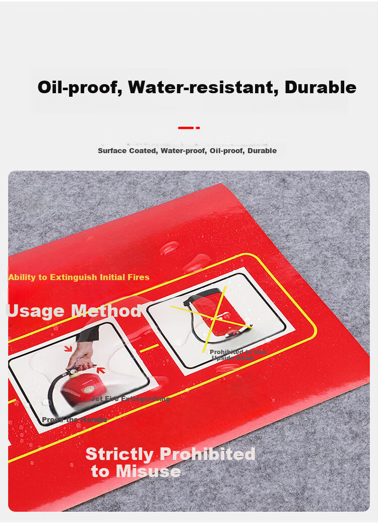 Yiju Changning Fire Safety Warning Signs Fire Extinguisher Usage Instructions PVC Sheets 5-Pack 35*16cm (First Generation) 3
