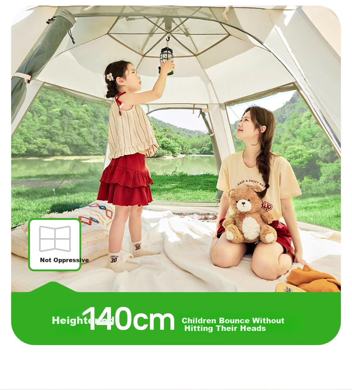 CAMEL Penguin Cute Portable Folding Automatic Tent Outdoor Camping Tent Gear Set Large Matcha Green 23