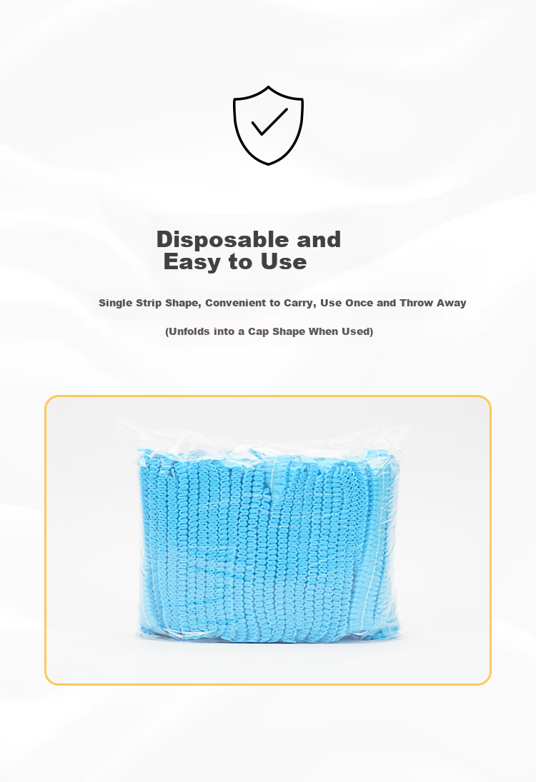 Shunxuan Disposable Head Cover Dustproof Cleanroom Cap SHW100 Non-woven Kitchen Chef Mesh Hat Hairnet Strip Isolation Cap White 100pcs/Bag 19 Inch 270g 4