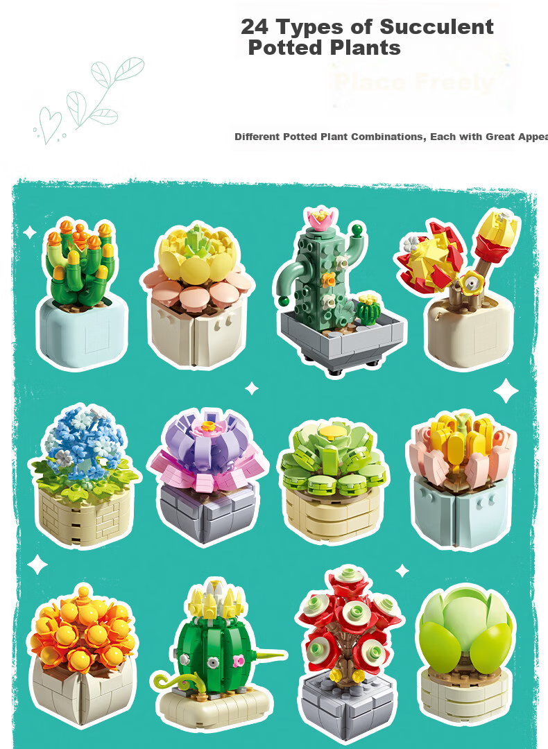 Femibox Compatible LEGO Children's Building Blocks Toy Flower Boys Girls Birthday Gift Succulent - Meat Cone S2281 4
