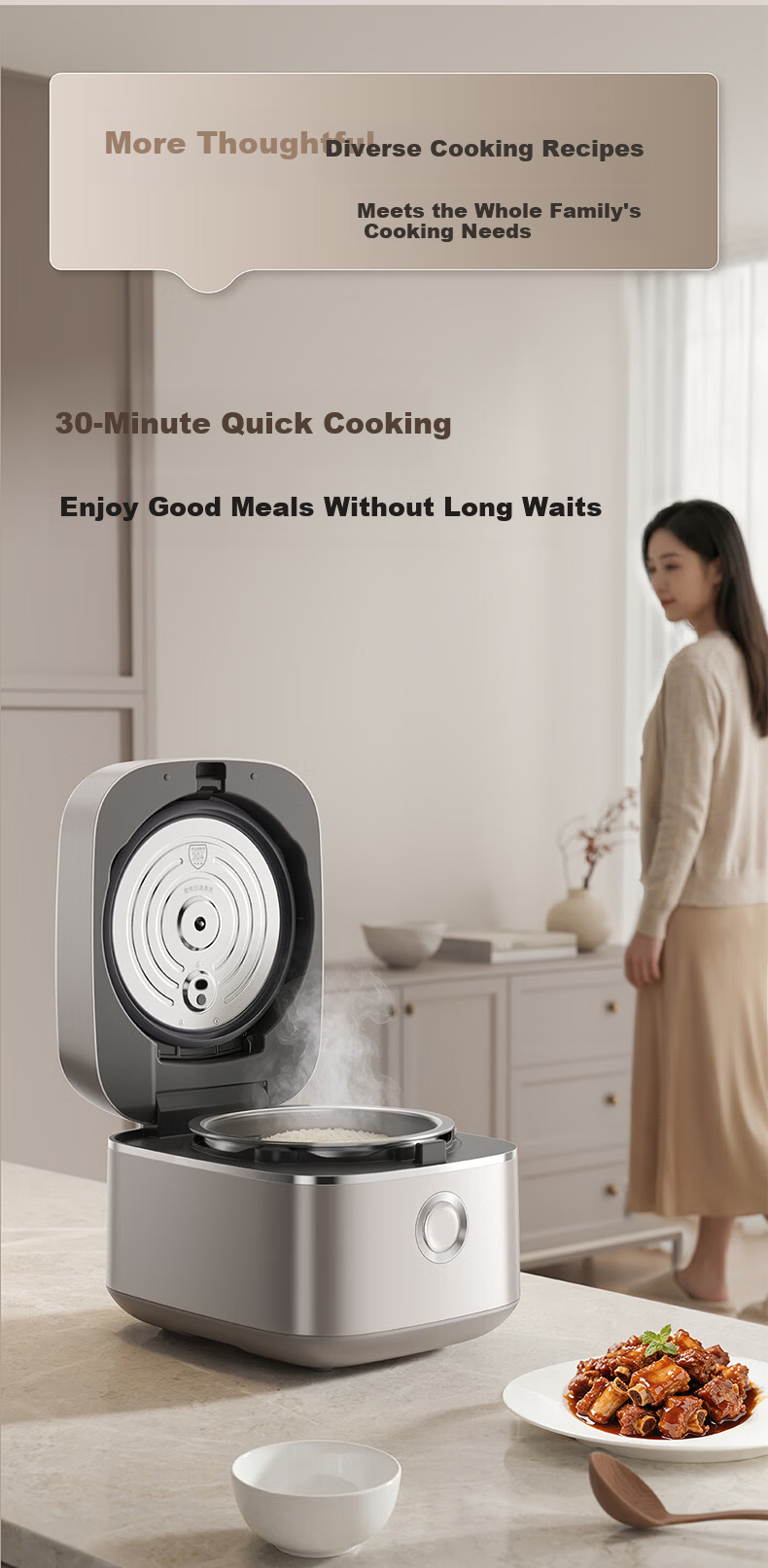 Joyoung Flagship Dual-Drive IH High-Purity Titanium 0-Coating Low-Sugar Rice Cooker 4L Stainless Steel Far-Infrared Air-Cooled Moisture Film 40N1U Pro2 25