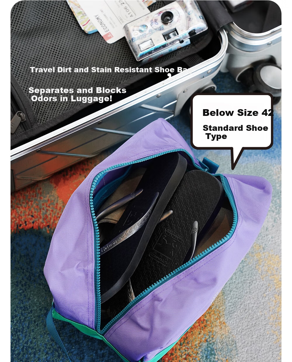 M Square Waterproof Large Capacity Storage Shoe Bag Gym Swimming Toiletry Bag Travel Portable Anti-Dirt Secret Green 3