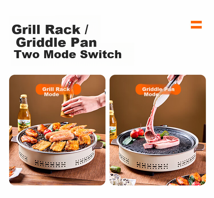 Suncojia Electric Smokeless BBQ Grill Split Grill Pan Non-stick Barbecue Skewer Meat Grill Hot Pot Tea Stove 7