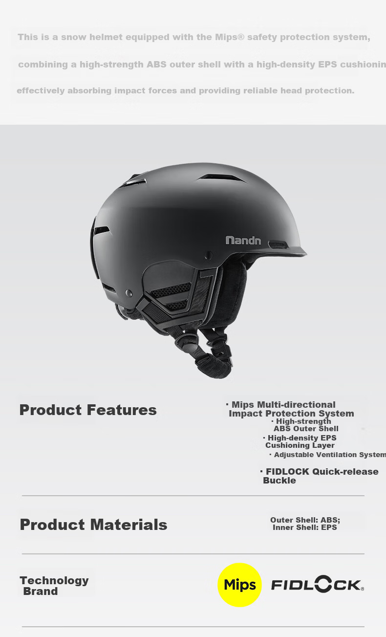 Nanen Ski Helmet Unisex MIPS Impact Protection Single Double Board Warm Breathable Integrated Snow Helmet 2