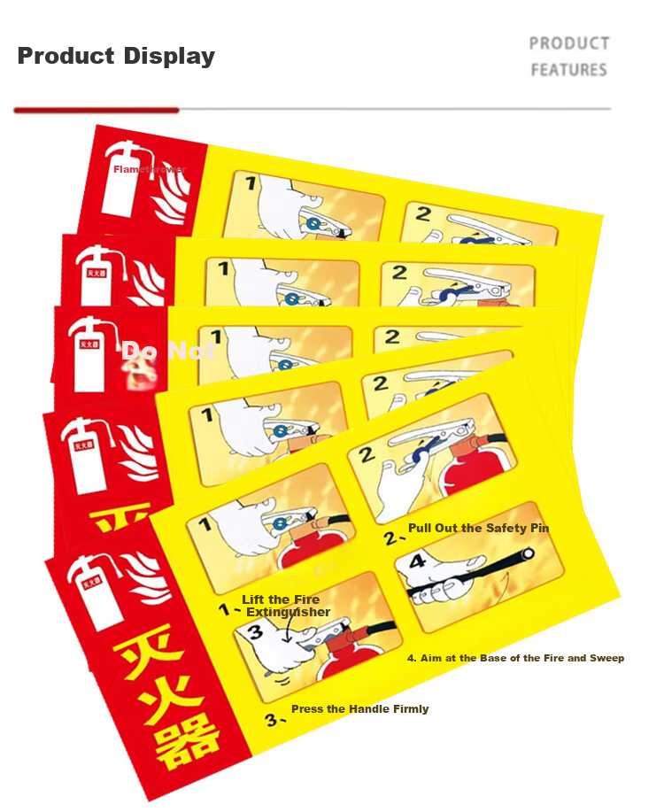 Yiju Changning Fire Extinguisher Usage PVC Fire Equipment Placement Safety Warning Sign 30x40cm 5-Pack 5