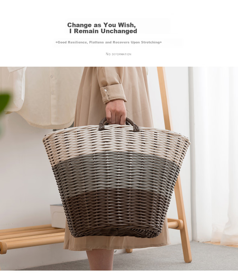 Weijian Large Capacity Foldable Rattan-Like Laundry Hamper, Clothes Storage Basket, 41*30*38cm 5