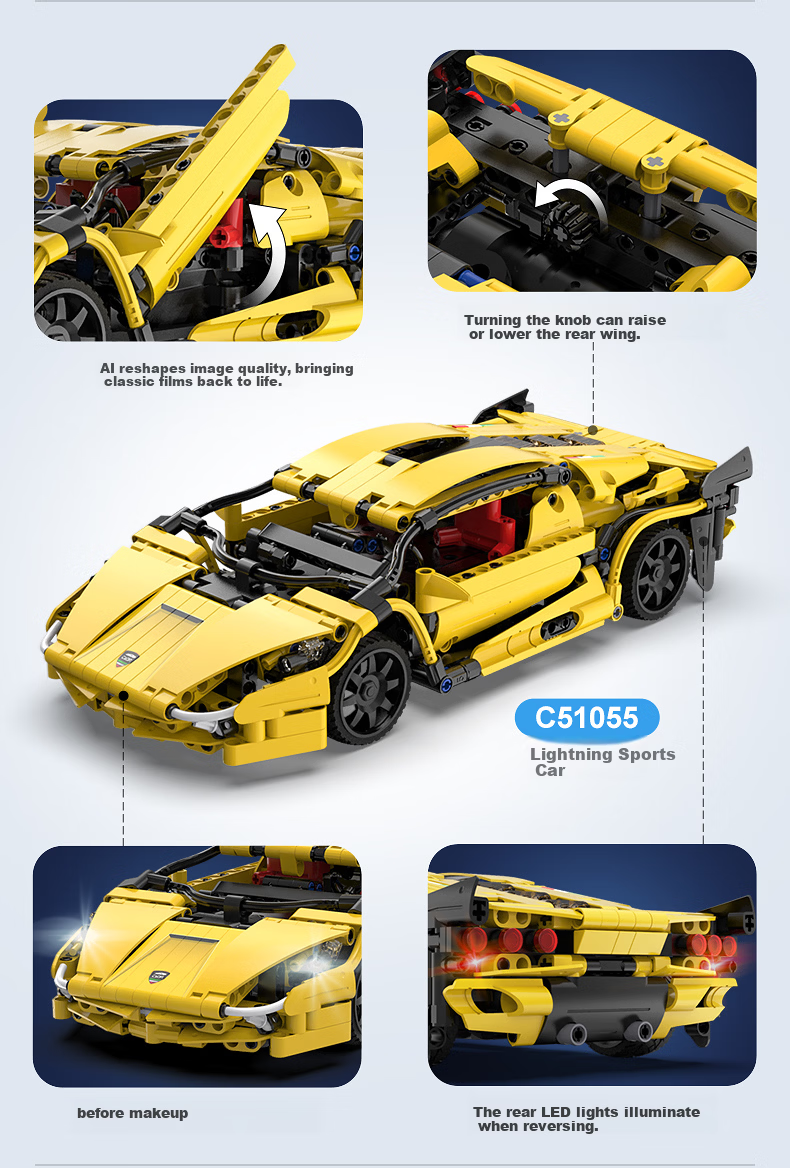 CaDA Building Blocks Programming Remote Control Car Wind Rider Assembled Racing Sports Car Model Educational Programming Toy Boys Birthday Gift 8