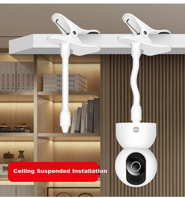 Liantuo Xiaomi Camera Mount No-Drill Indoor Surveillance Clip Camera Bracket Clamp for Curtain Rod Cabinet Baby Crib Side Hanging Compatible with Ezviz 360 Lechange 5