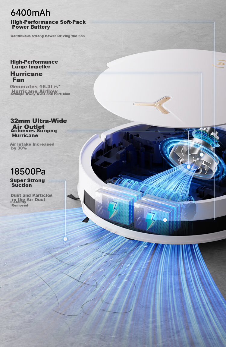 Ecovacs T50 MAX Robot Vacuum Cleaner and Mop Combo with Automatic Cleaning, Smart Home Hair Tangle-Free Ultra-Thin Water Tank Version (Supports HarmonyOS) - Mother's Day Gift 11