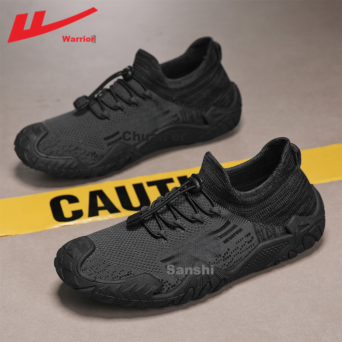 Warrior Official Men's Shoes, Summer New Breathable Mesh Sports Shoes, Casual Versatile Slip-On Shoes for Men, Black, Size 43