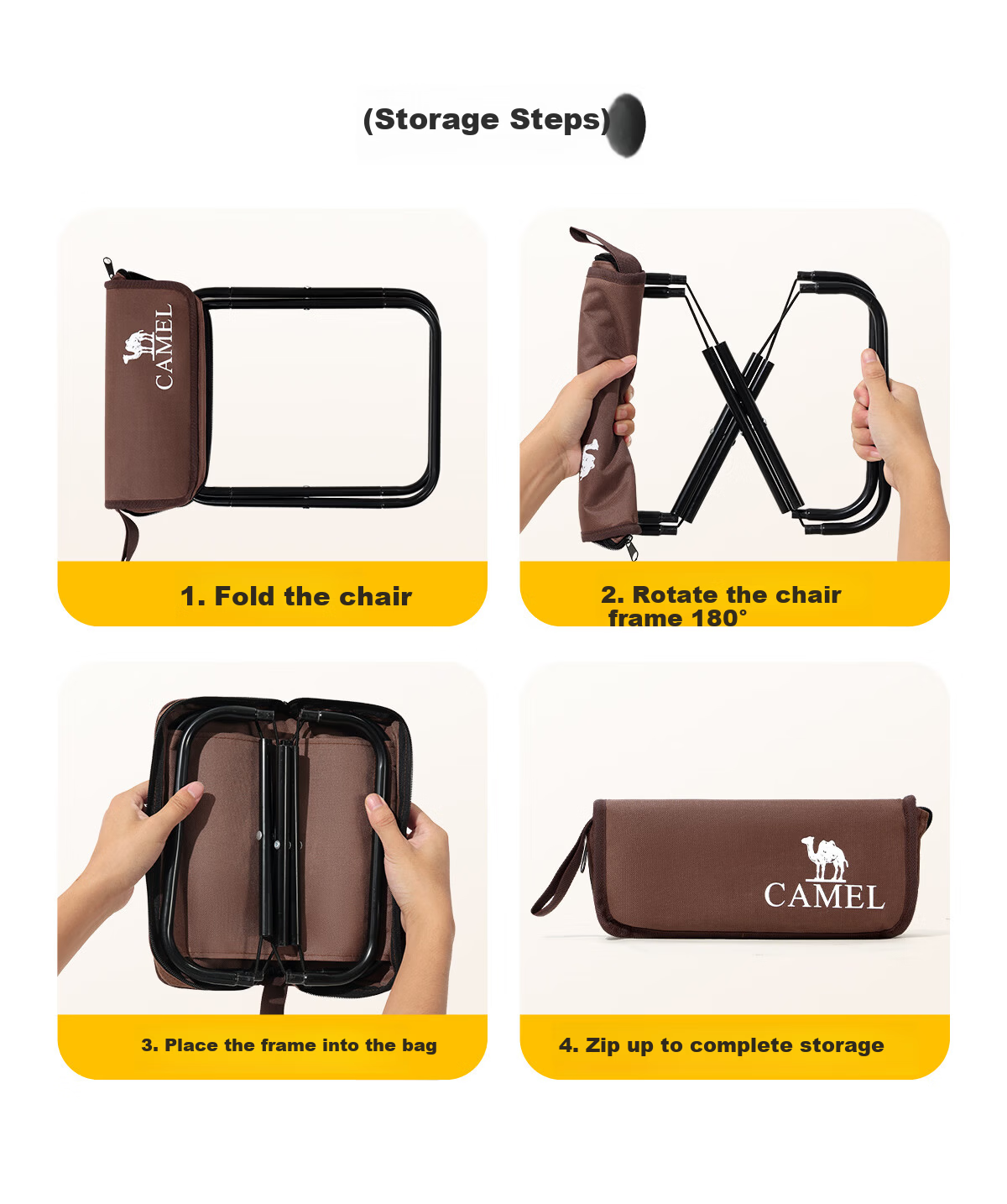 CAMEL Two-Pack Folding Stool Outdoor Folding Chair Portable Travel High-Speed Rail Stool Mini Folding Stool D013 Brown 8