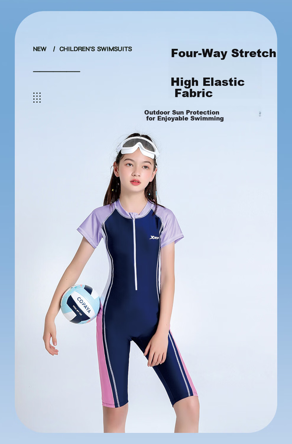 Xtep Kids Girls One-Piece Swimsuit Middle and High School Conservative Youth Fashion Comfortable Sports Training Swimwear 5