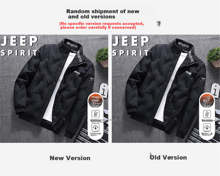 JEEP SPIRIT Men's Autumn Winter Down Jacket Warm Duck Down Coat Trendy Stand Collar 1