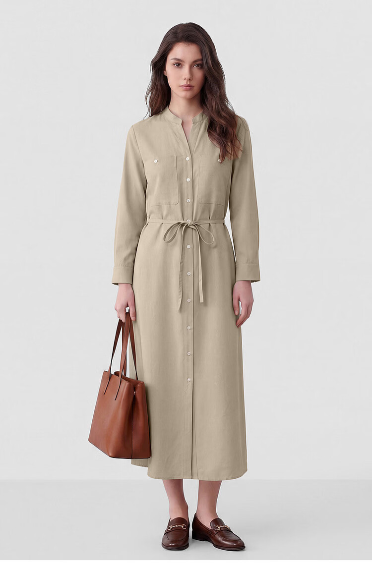 G2000 [Lyocell Linen Blend with Belt Mall Same Style] Women's 2026 Spring Summer Long Sleeve Dress 2