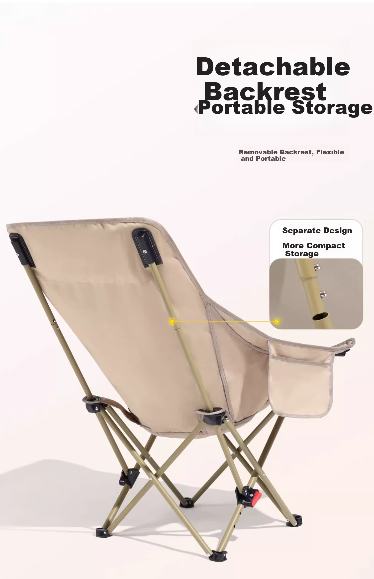CAMEL Outdoor Folding High-Back Moon Chair Nap Recliner Camping Fishing Portable Armrest Stool Field Sketch Chair 0027 18