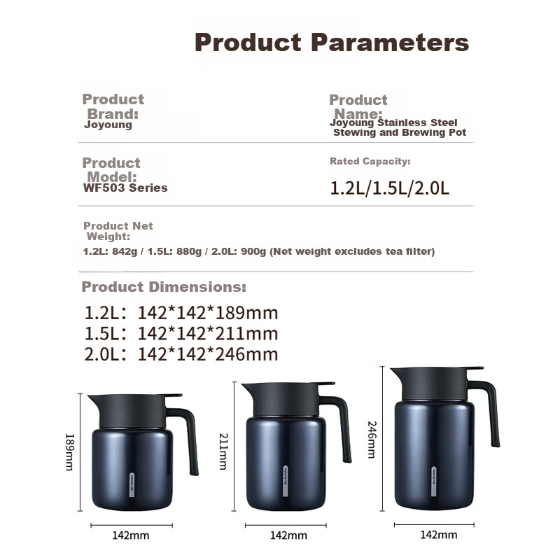 Joyoung Master Series 1200mL Insulated Teapot Thermal Kettle Home Use