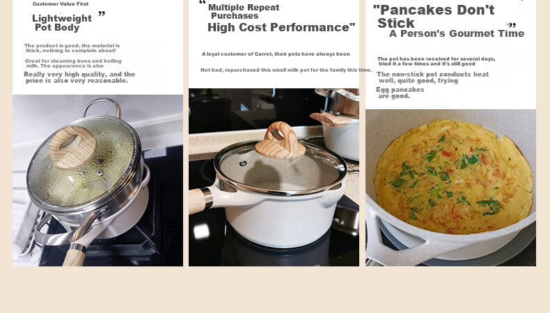 CaROTE Maifanshi Small Milk Pot, Baby Food Pot, Infant Frying And Cooking All-In Pot, Non-Stick Titanium Pot, Home Use Soup Noodle Pot, 18cm 5