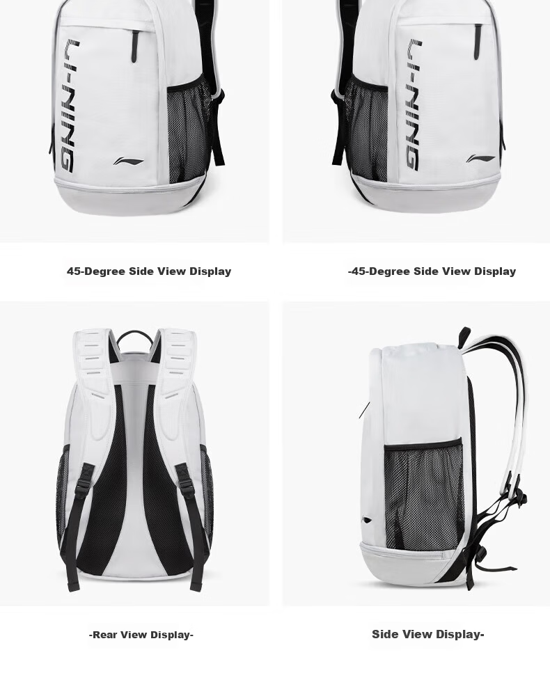 LI-NING Backpack Large Capacity Casual Travel Laptop Bag for Men Women Middle High School and College Students Sports Bag 17