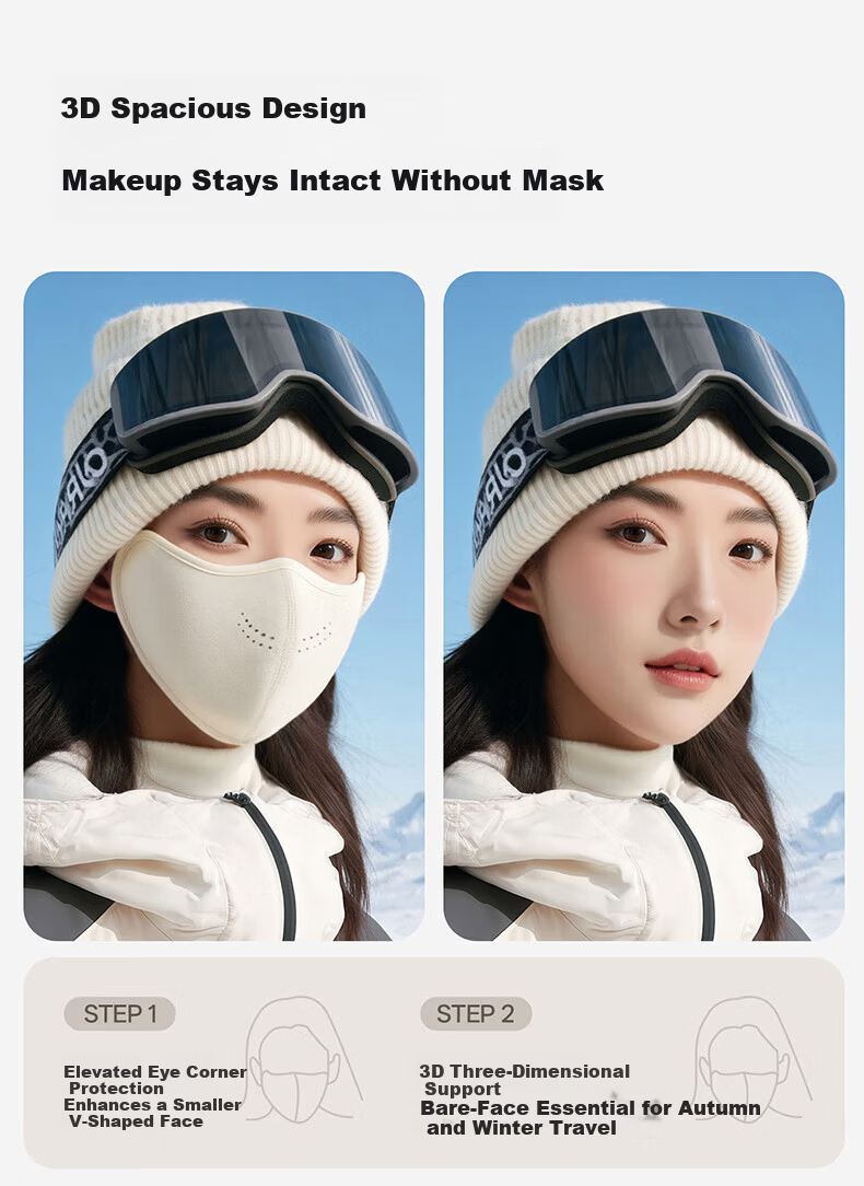 BWNK Thermal Face Mask Winter Cycling Full Face Cover Breathable Cold Protection Gray 7