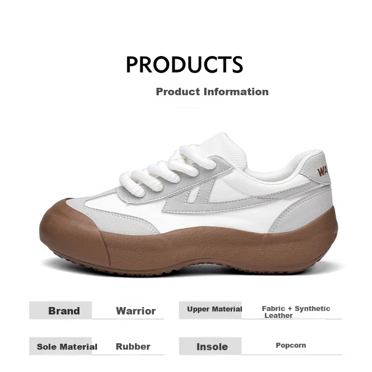 Warrior Official Women's Casual Shoes 2026 Summer New Breathable Thick-Soled Training Shoes White/Grey/Green Size 38 13