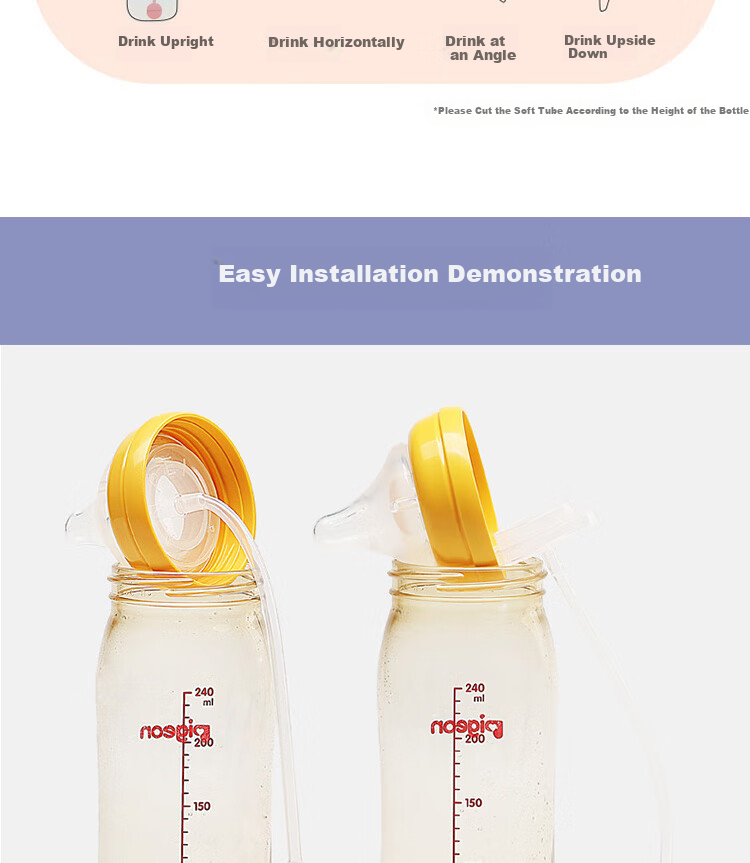 IBOOLBEAR Compatible Pigeon Baby Bottle Straw with Gravity Ball for 2nd/3rd Generation Wide Neck Bottles, Accessory for Original Nipples 12