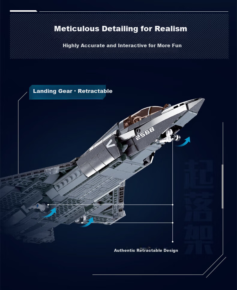 Lianhechuangxiang Children's Day Boys' Compatible LEGO China Military Building Blocks J-35 Fighter Jet Toy Birthday Gift 4
