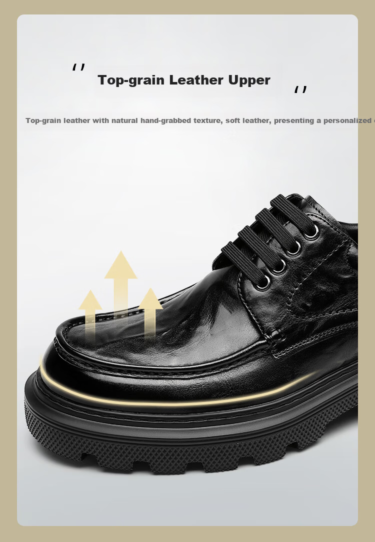 Goldlion Men's Business Dress Shoes Thick Sole Height Increasing Wedding Shoes G567530250AAA Black Size 44 [Spring Summer New] 5