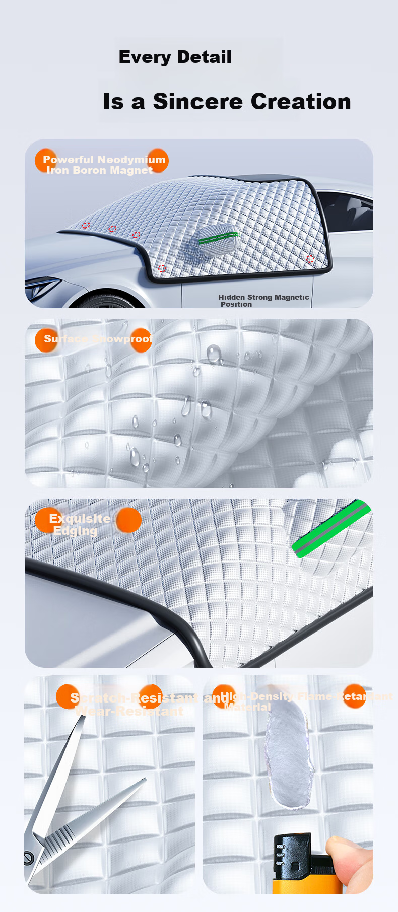 HELLOLEIBOO Car Windshield Snow Cover, Glass Shield, Winter Car Cover, Half Cover, Anti-Frost, Anti-Freezing Windshield Cover 11