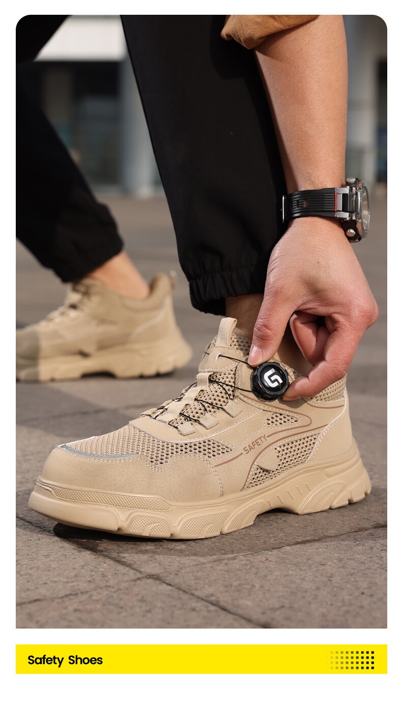 Fumeier Safety Shoes for Men, Summer Breathable, Electrician Insulated, Anti-Smashing, Puncture-Resistant, Ultra-Lightweight, Comfortable Work Boots F155STKV Size 39 15