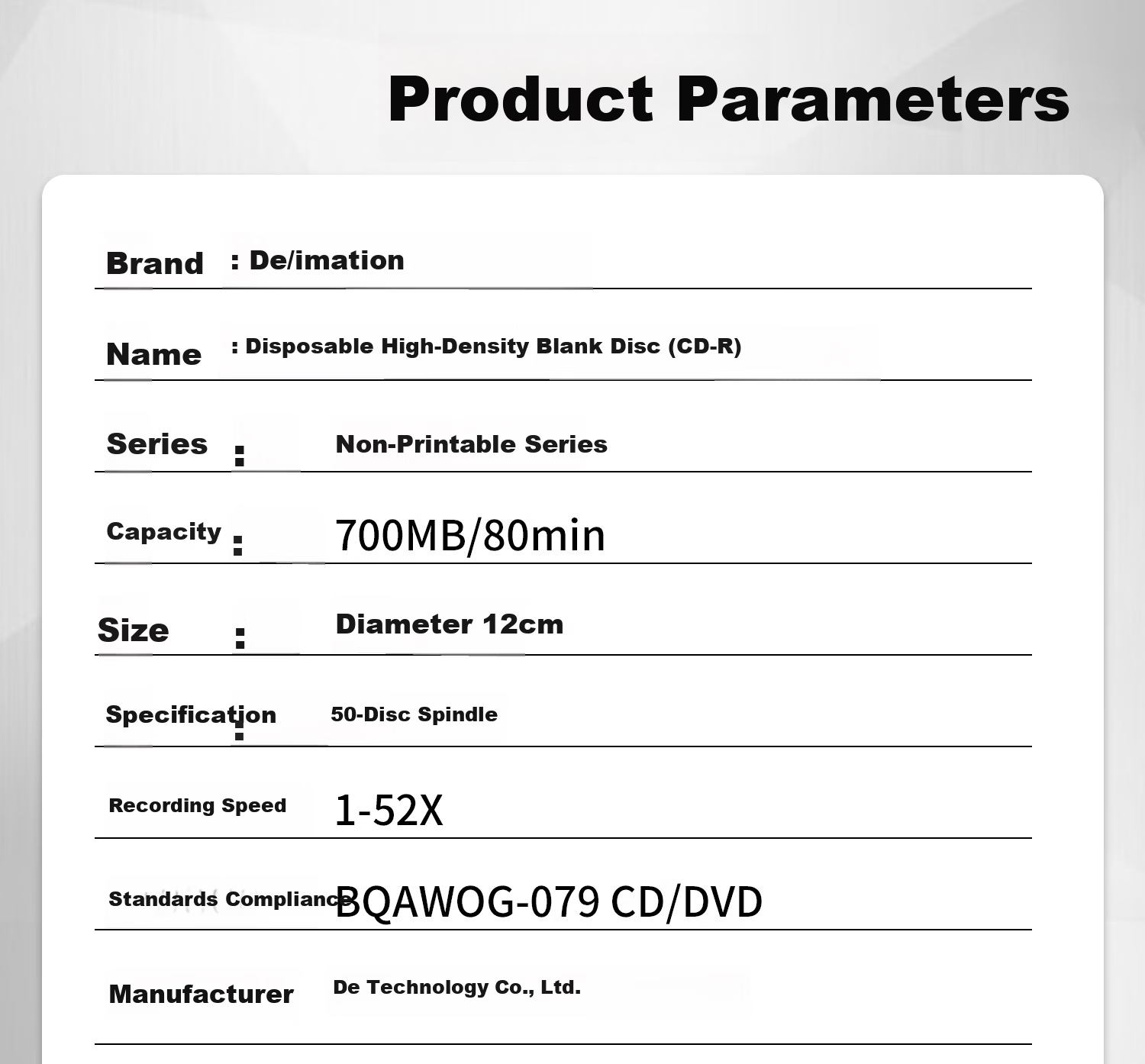 IMATION Laide CD-R Blank Discs 50-Pack 700MB 52x High-Speed Car Playback Computer Readable Recordable Storage Photo Office Files Data Video Music 5