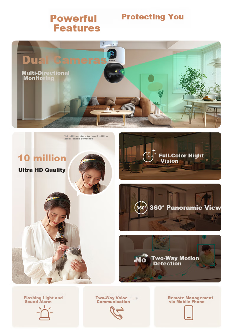 Konka Wireless Home Security Camera Indoor HD Two-Way Video Call Remote Mobile Monitoring 360-Degree Panoramic Night Vision Voice Intercom 3