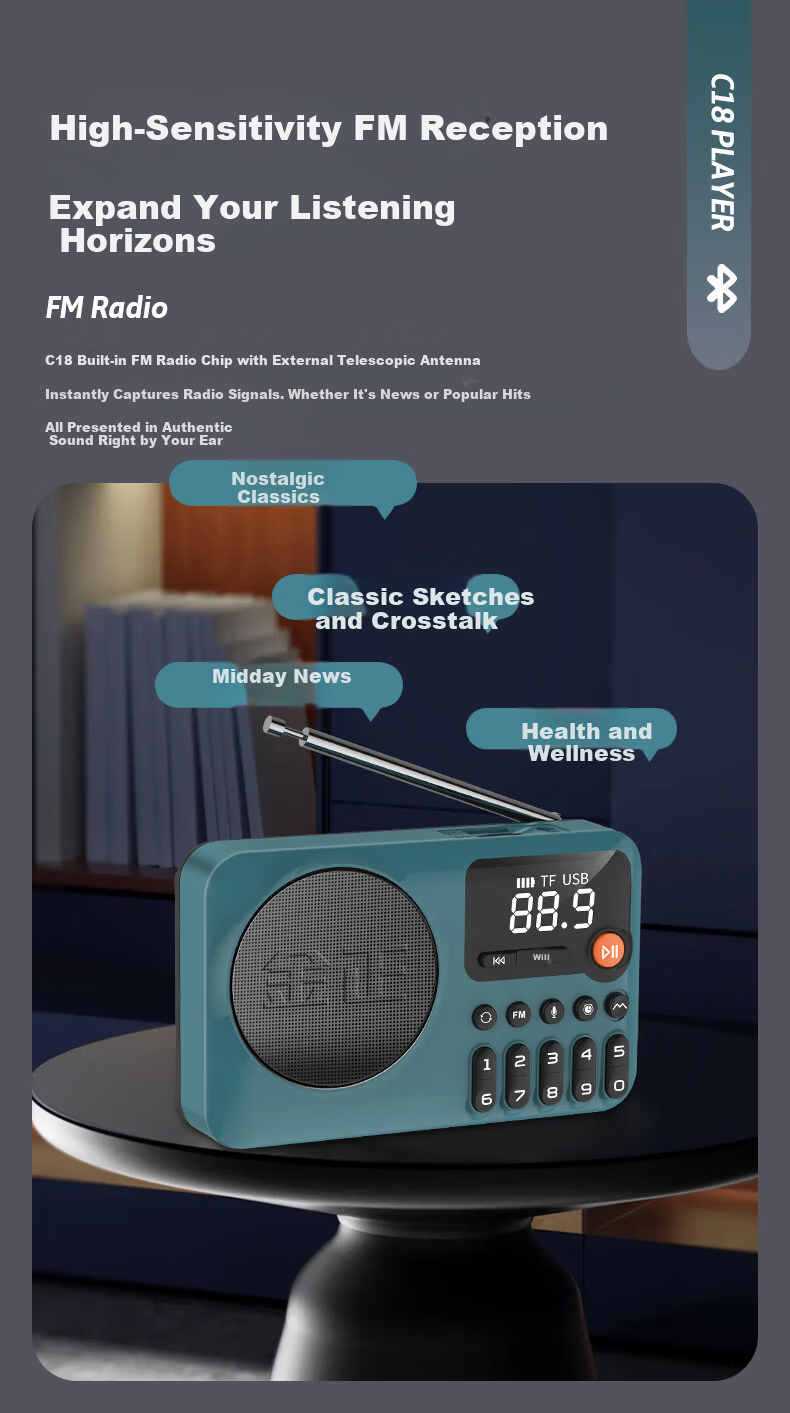 NINTAUS C38 Pure Radio, New Multi-Band Radio for Elderly, Mini Portable Small Full-Band Semiconductor Rechargeable Player, FM Tuner, Personal Radio for News 5