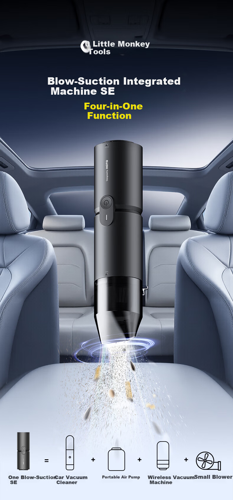 HOTOHOTO Car Vacuum Cleaner Outdoor Wireless Handheld Car Desktop Keyboard Vacuum Cleaner Car Vacuum and Blower All-in-One 2