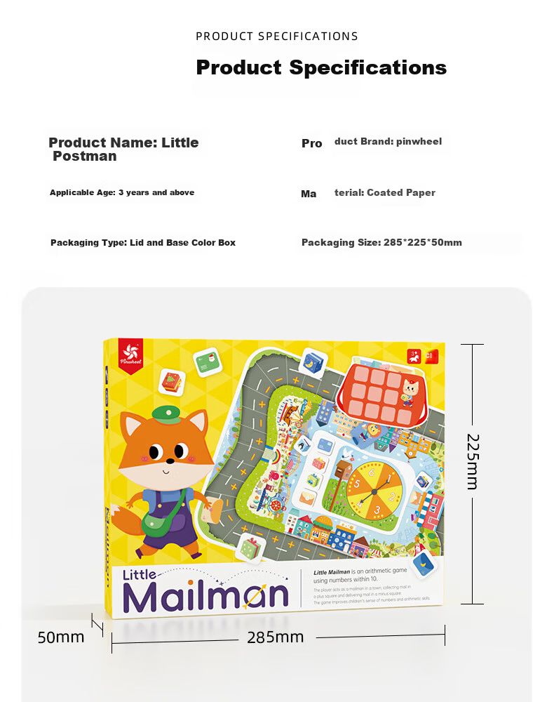 Pinwheel Children's Board Game for Ages 3-6, Number Sense Enlightenment And Thinking Training, Math Gift, Educational Toy, Little Postma 9