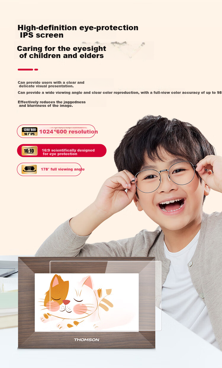 THOMSON 7-Inch Family Sharing Digital Photo Frame Smart HD Cloud Frame Photo Video Music Player Gift 7001P 6