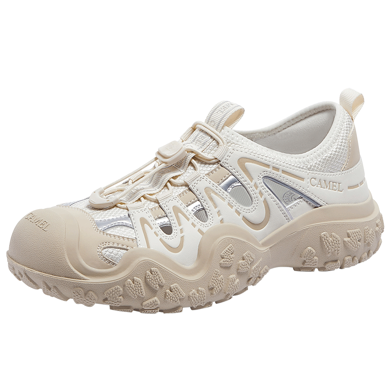 CAMEL Aurora Cute Ugly Women's Outdoor Hiking Casual Shoes L26S202229 Beige/Silver/Apricot (Hollow-out) Size 35