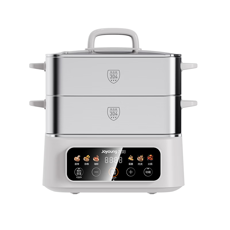 Joyoung Electric Steamer 16.5L Large Capacity 3-Layer 0-Coating 304 Stainless Steel Multi-Function Hot Pot Stew Steam Cooker with Reservation PR2J16 Upgrade Version