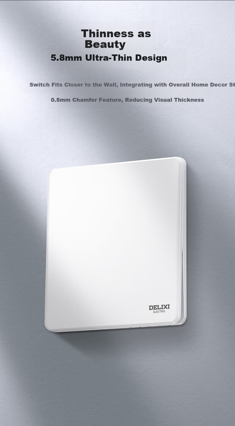 DELIXI CD290 Ultra-thin Flat Panel Switch Socket 10A Five-hole + USB + Type-C Polar White 3
