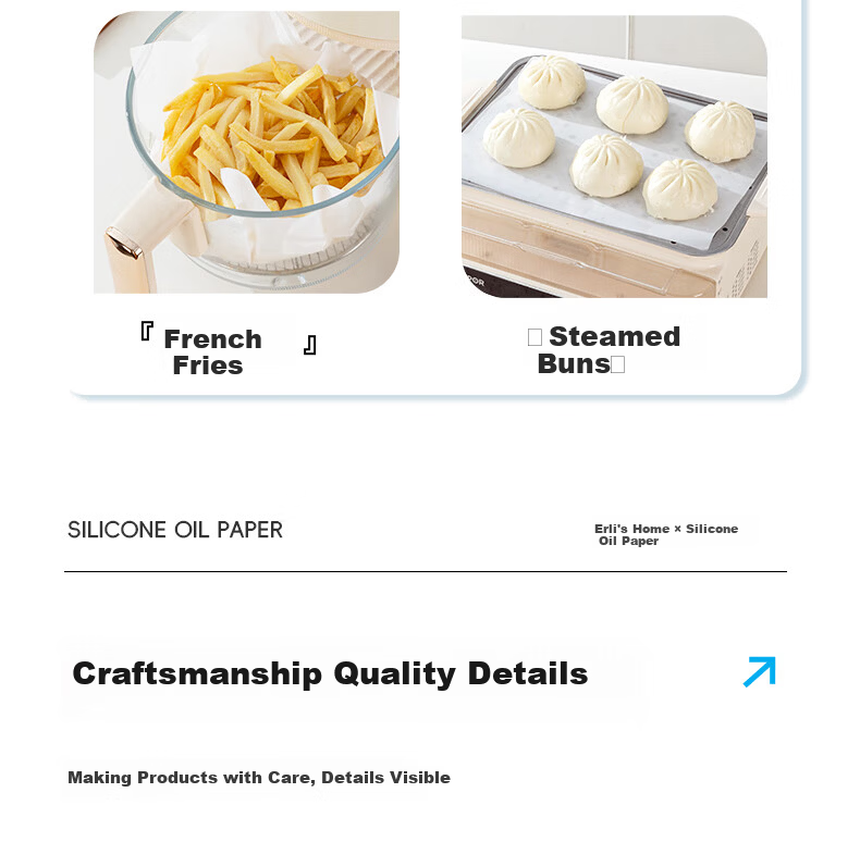 Erlijia Air Fryer Oven Baking Mat Paper Non-Stick Oil-Proof Food Grade BBQ Grill Frying Mat 17