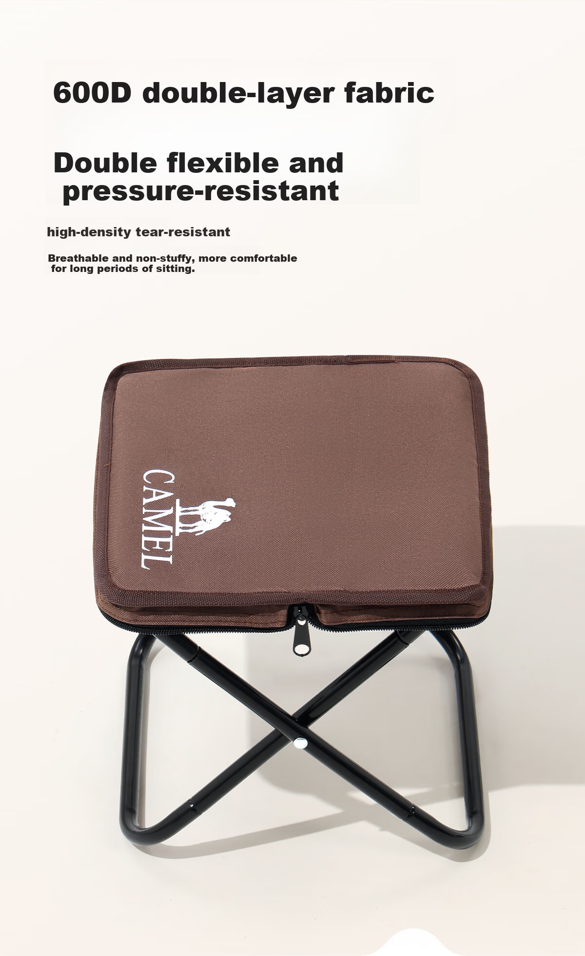 CAMEL Two-Pack Folding Stool Outdoor Folding Chair Portable Travel High-Speed Rail Stool Mini Folding Stool D013 Brown 2