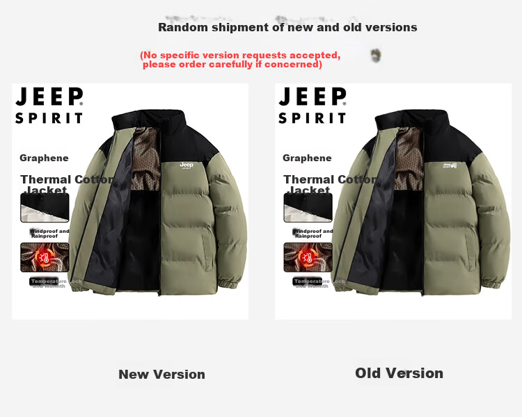 JEEP SPIRIT Men's Winter Cotton Jacket Stand Collar Thickened Puffer Coat Warm Military Green 2XL 1