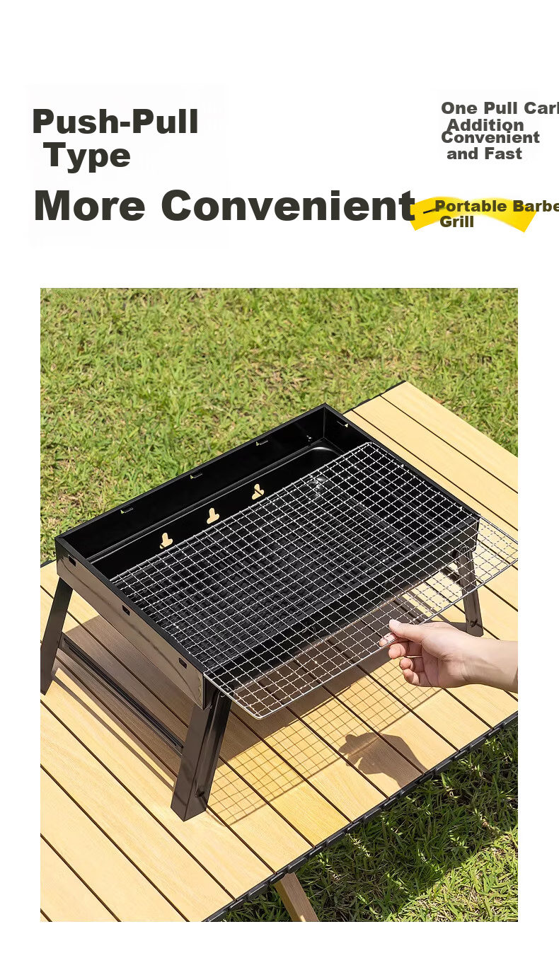 BeiJiLang Outdoor BBQ Grill Thickened Large Portable Foldable Skewers Barbecue Grill for Camping Picnic Home Use 5